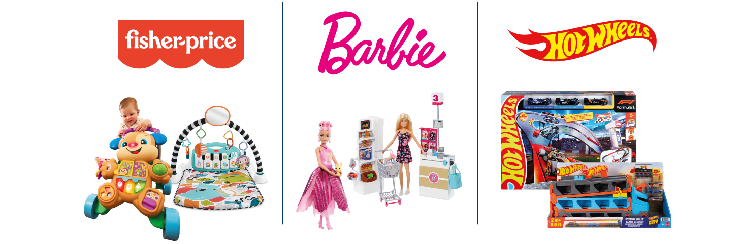 immagine decorativa con i Premi del concorso Libenar ti regala Mattel: Fisher-Price, Barbie, Hot wheels